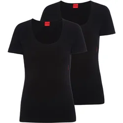 HUGO Damen T-Shirt, 2er Pack - T-Shirt RN, Unterziehshirt, Rundhals, Baumwolle, einfarbig Schwarz / S