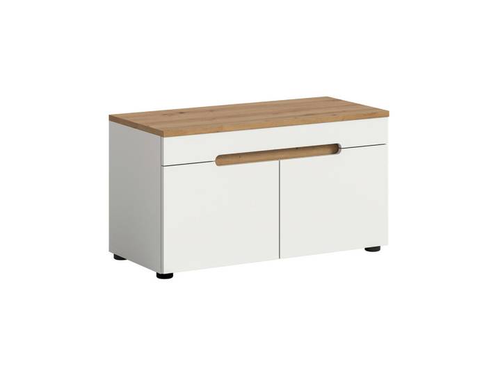Mid.you Garderobenbank, Weiss, Eiche Artisan, Kunststoff, 80x45x37 cm, erweiterbar, Garderobe, Garderobenbank