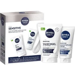2x Nivea Men, Beauty Geschenkset, SENSITIVE Routine Set - Waschgel & Gesichtspflege Creme (Gesichtspflege Set)