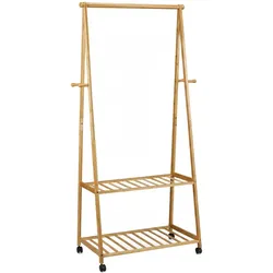 Relaxdays, Garderobe + Kleiderstange, Bambus