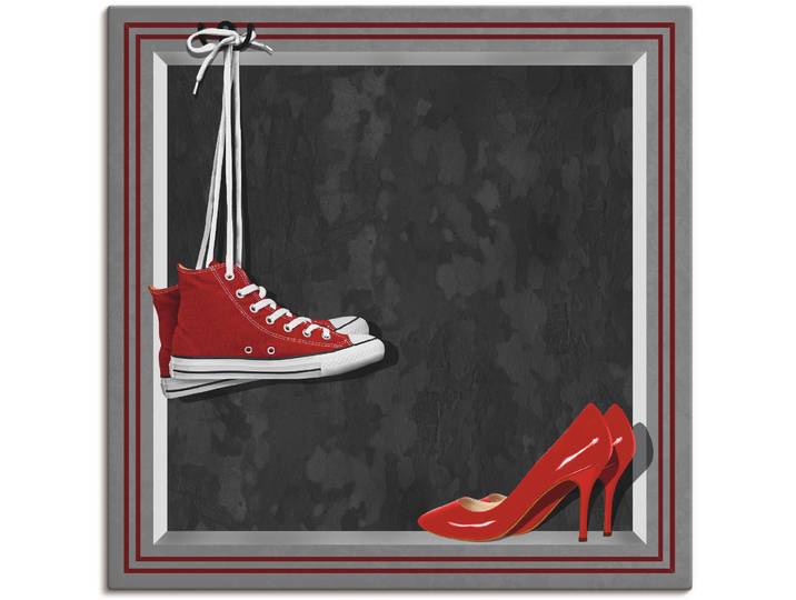 Leinwandbild ARTLAND Die roten Schuhe , rot (farbe bild(er): rot), B:70cm H:70cm, Bilder, Leinwandbild, auf Holzrahmen gespannt