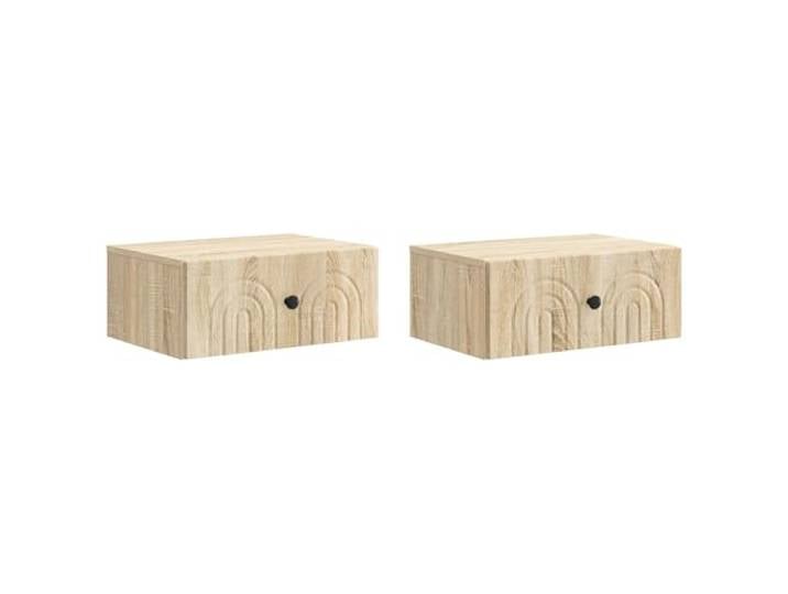 hliofuir Wandmontierter Nachttisch 2er Set Sonoma-Eiche 49x34,5x20 cm Schwebendes Design für Schlafzimmer und Wohnzimmer. Praktische Schubladen halten Utensilien griffbereit.
