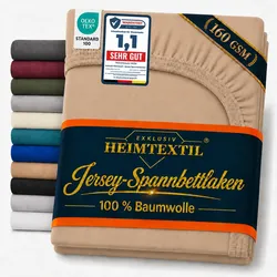 EXKLUSIV HEIMTEXTIL Jersey Spannbettlaken Deluxe 120 x 200 cm Sand