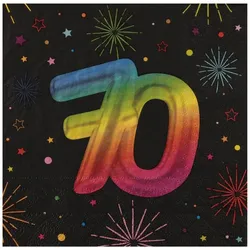 12 Servietten 70. Geburtstag bunt