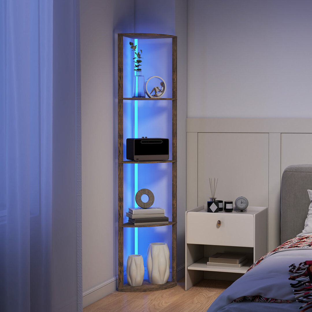 Metro RGB LED Floor Lamp with Remote Control for Bedroom Living Room Rustic Brown 163cm H X 42cm W X 29.5cm D