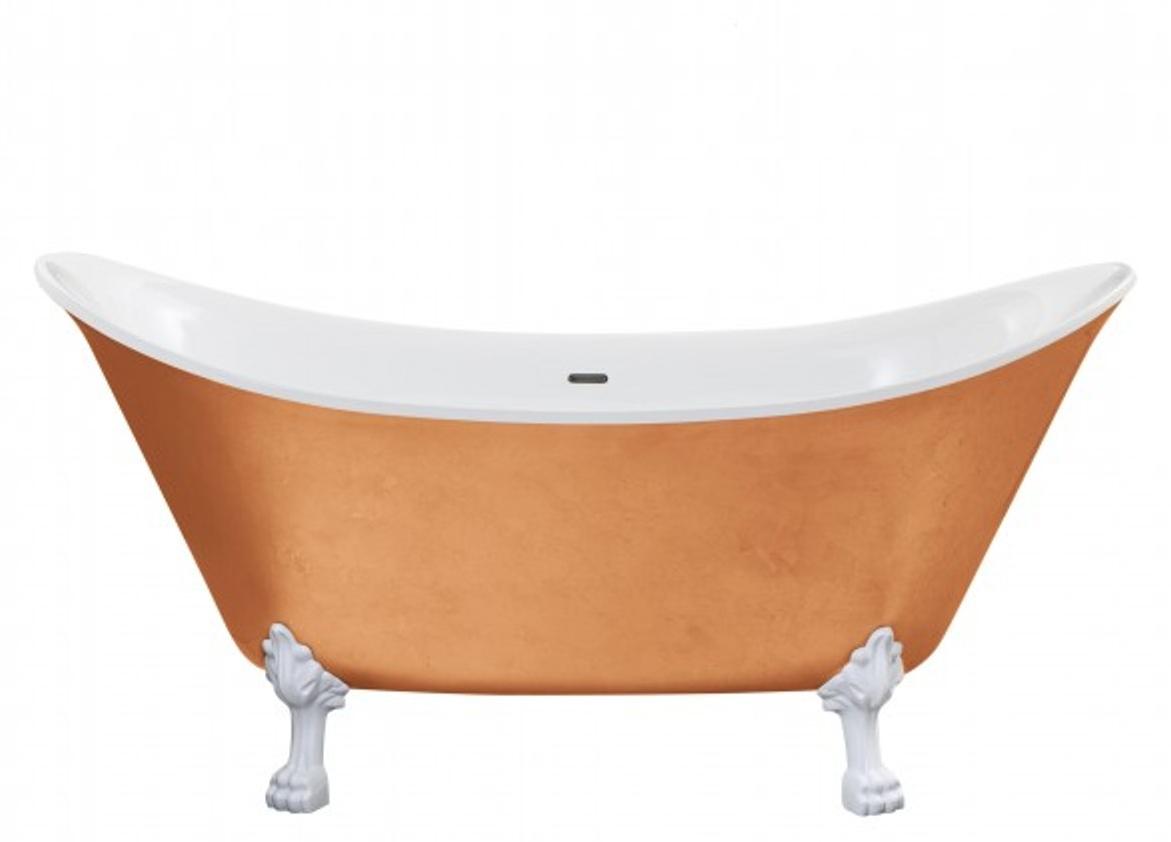 Casa Padrino Jugendstil Badewanne freistehend Kupfereffekt 1730 mm - Freistehende Retro Antik Badewanne Barock Stil