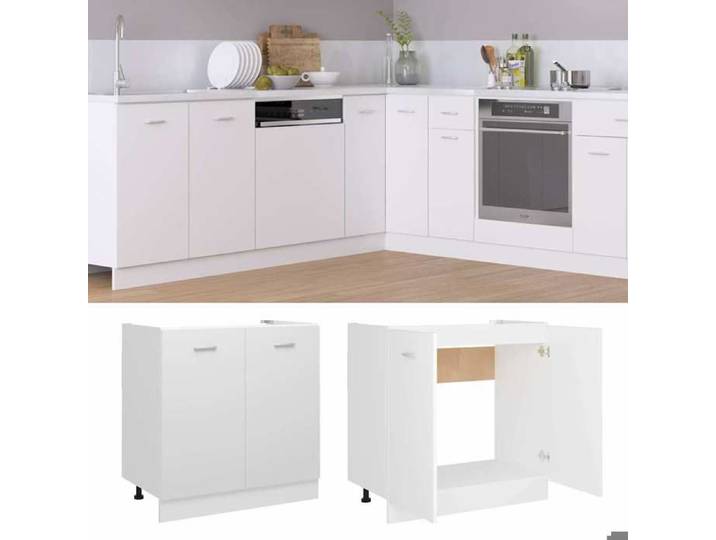 Meuble bas de cuisine - ORVEL - Meuble sous-évier de cuisine  - Lyon -  - Blanc - 80x46x81 5 cm - Bois d'ingénierie 17027