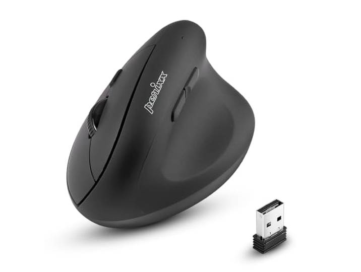 Perixx PERIMICE-608 Programmeerbare Ergonomische Muis - Verticaal Ontwerp - 800/1200/1600 dpi - Draadloos