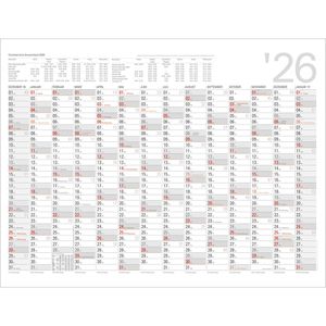 Kalenderwerk Plakatkalender Memo, Jahr 2026, Jahresplaner, 14 Monate, 96 x 68cm (B1)