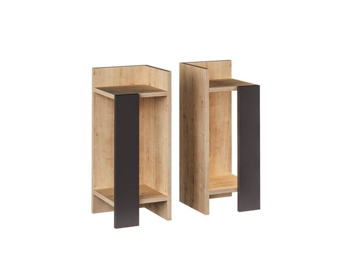 Calicosy Nachttische (2er-set) Elos - 25/27/60 cm, Schwarz, 27x60x25 cm, Schlafzimmer, Nachtkästchen
