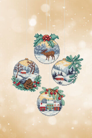 Stramin-Aufhänger "Winterlandschaft", 4er-Set