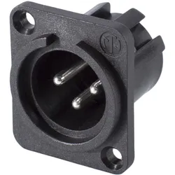 NEUTRIK® XLR, 3-pol , Kunststoff-, Löttechnik-Einbaustecker, versilberte(r) Kontakt(e), Type D, schwarz