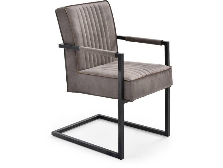 Armlehnstuhl, Grau, 46x93x66 cm, Microfaser, Bequeme Federkernpolsterung, Klassisch, Home-affaire