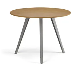 Couchtisch PRIMO ZEN, Durchmesser 100 cm, graues Metallgestell, Buche