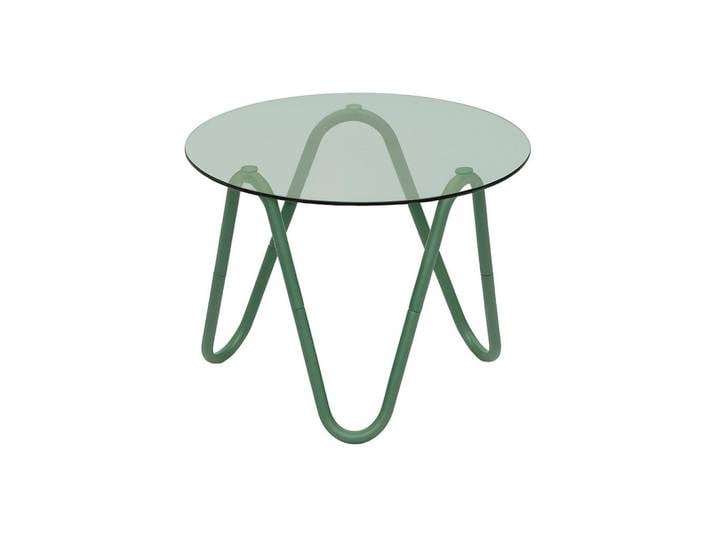 Leitmotiv Beistelltisch Ventana, Grün, Metall, rund, 50x35x50 cm, Wohnzimmer, Wohnzimmertische, Beistelltische, Beistelltische Metall