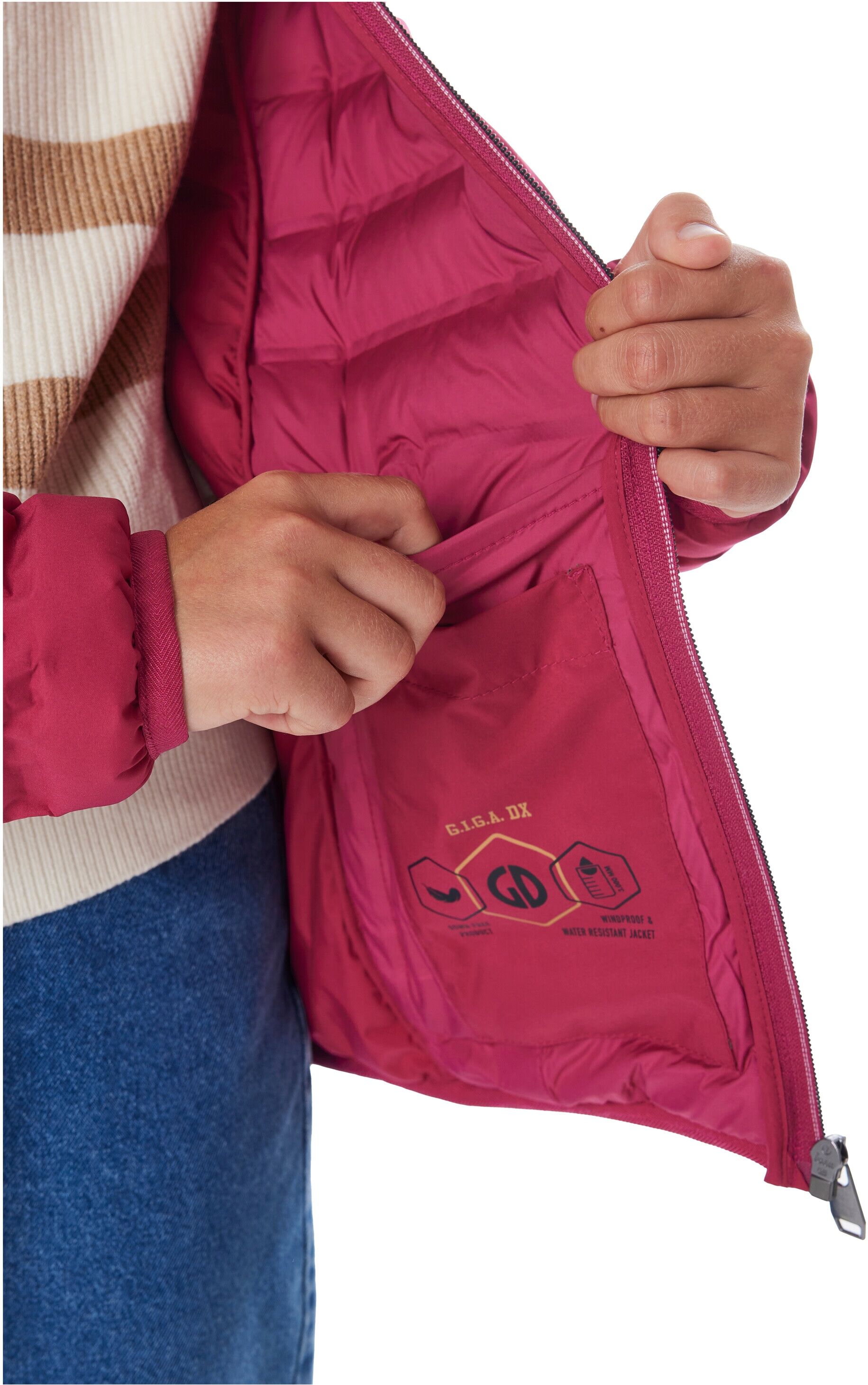 Steppjacke "Mädchen Steppjacke OOGW 2", Mädchen, Gr. 128, rot (himbeere), Oberseite: 100% Polyester.Rückseite: 100% Polyester.Füllung: 100% Polyester, G.I.G.A. DX BY KILLTEC, Jacken Steppjacke, Leichte. winddichte Mädchen Steppjacke, wasserabweisend himbe