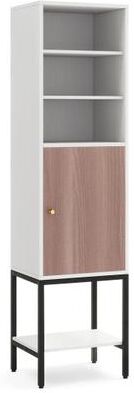 Costway 57 Inch Bathroom Tall Cabinet with 1 Door and 4 Shelves Narrow Storage Unit-White
