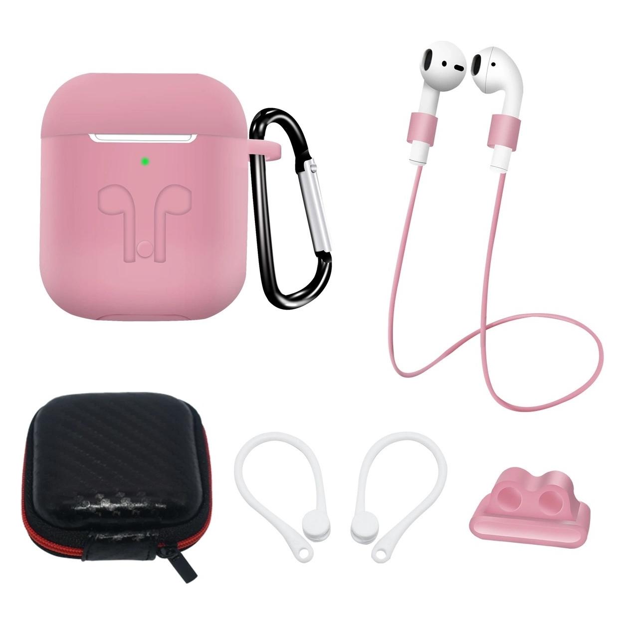 Hurtel Silikonhüllen-Set für AirPods 2 / AirPods 1 + Hülle / Ohrbügel / Umhängeband / Uhrenarmbandhalter / (Kopfhörer Hülle) (1404978613)