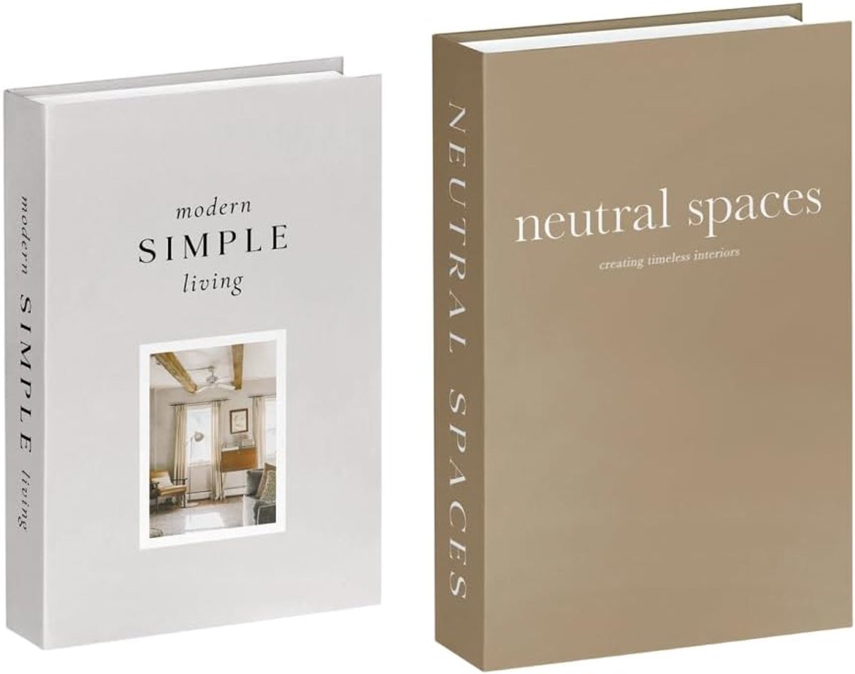Decoratieve Boeken Set van 2 stuks - Nep Boeken voor Woonkamer Decoratie - Bruin Grijs