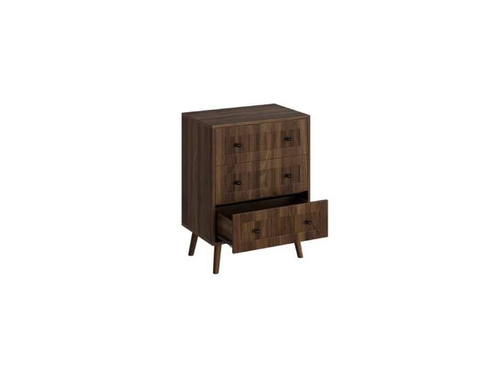 Commode noyer 60x40x79cm 3 tiroirs bois multifonction meuble rangement coiffeuse chambre salon couloir