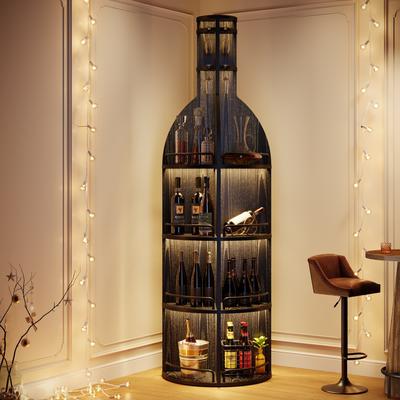 BLUEBELL 75-Inch Tall Wine Rack with Storage Shelves, Industrial