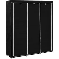 vidaXL Kleiderschrank mit Fächern Stangen Schwarz 150x45x175cm Stoff