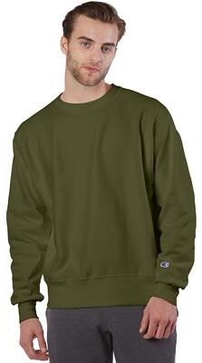 Champion S1049 Reverse Weave Crewneck Sweatshirt in Fresh Olive size Small S149