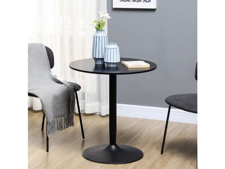 Table ronde de cuisine - Noir - 2 personnes - Ø 70 cm - structure acier