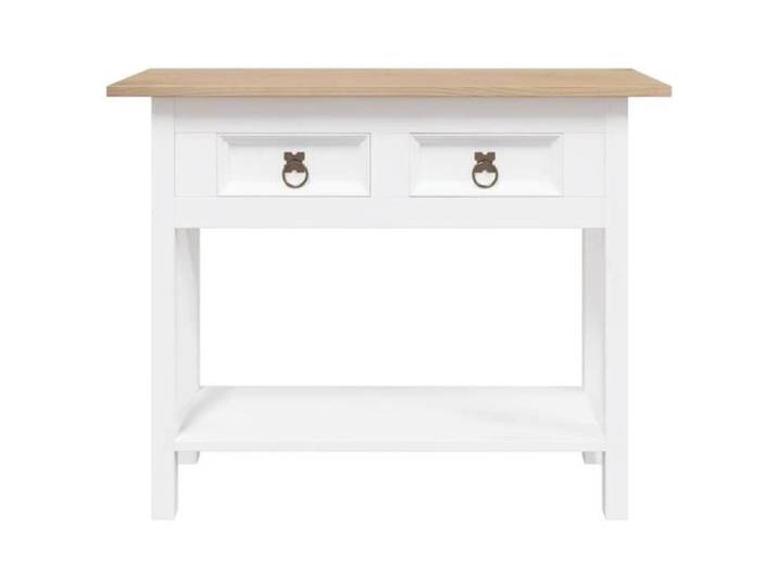 Table console - ESTINK - Gamme Corona - Bois de pin massif - 2 tiroirs - 1 étagère