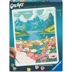 Ravensburger CreArt, Malen nach Zahlen Adults Premium - Blumenmeer am Bergsee