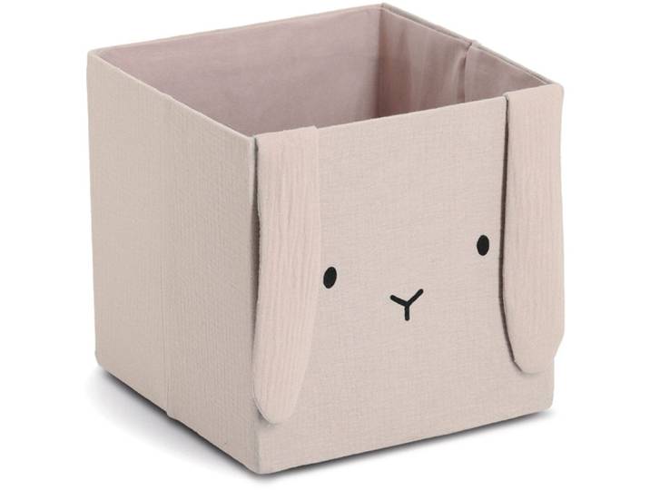 Aufbewahrungsbox ZELLER PRESENT Hase , Musselin , beige, B:28cm H:28cm T:28cm, Baumwolle, Polyester, Aufbewahrungsboxen, Aufbewahrungsbox, Tiermotiv, kinderfreundlich, faltbar