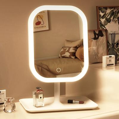 Fusion Finds Rechargeable LED Makeup Mirror With Touch Control, 3 Light Modes & Adjustable Brightness pink