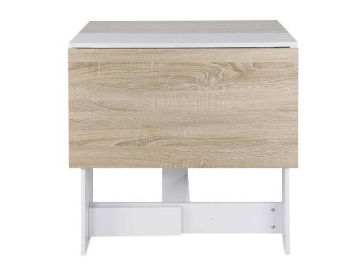 Table de Cuisine Pliable - KEDIA - 102.5*76*73cm - Aspect bois - Design contemporain - Blanc