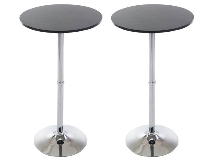 furnicato Stehtisch 2er Set Stehtische Ø 60 cm schwarz Massivholz Alu (2-St)