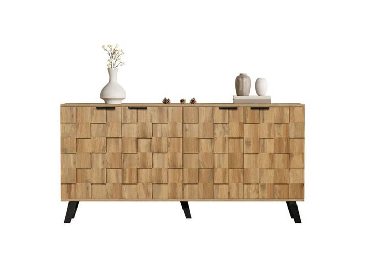 Buffet bas - Moderne - 4 portes - Bois - 160 5 x 35 5 x 78 cm