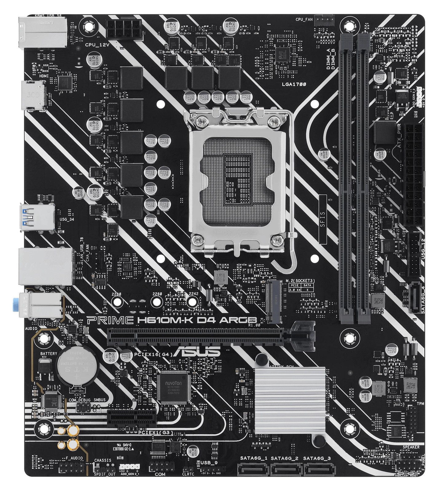 Asus Prime H610M-K D4 ARGB Moederbord LGA1700 H610 HDMI M.2 AURA