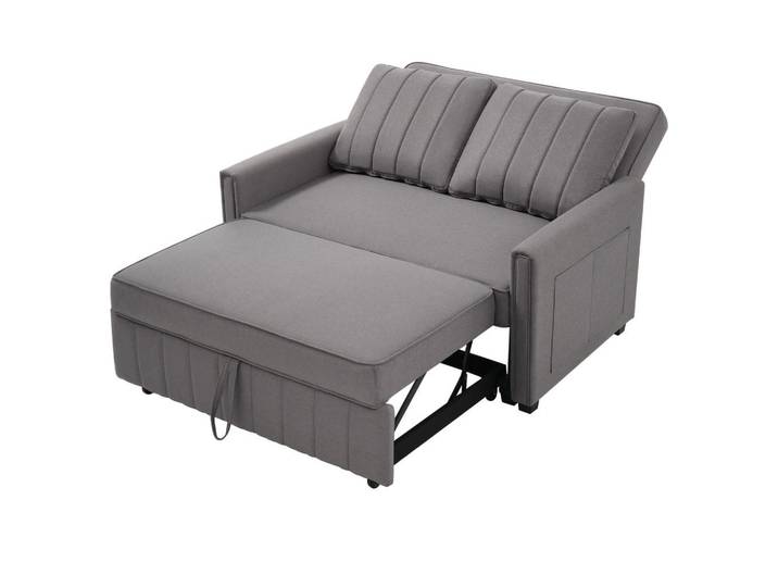 Flieks Sofa Klappsofabett Schlaffunktion Verstellbare Lehne Kleinraum 180x127cm, Grau, Holz, 109.86x16.51x56.52 cm, Babymöbel & Kindermöbel, Kinderzimmer & Jugendzimmer, Schlafsofas