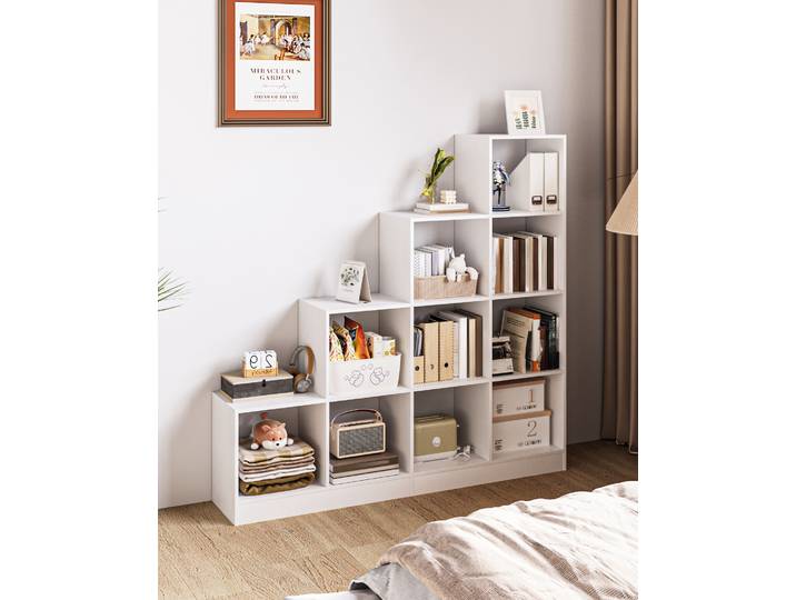 Bibliothèque avec 10 cubes, compartiments ouverts, étagère à 4 niveaux, panneaux réglables, armoire, étagère cubique, étagère marches, organisateur d'exposition