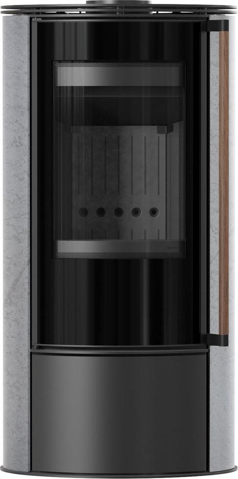 KRATKI ERIK Ofen Ø150 5 5kW GREY SATIN Stahldeckel schwarz Griff Jatoba