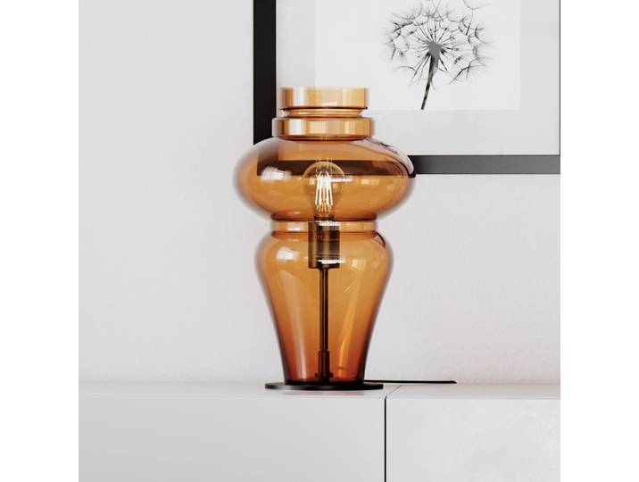 Dolores Tischleuchte Brandy - By Rydéns - Wohnzimmer - Skandinavisch - Glas - Mit Schirm