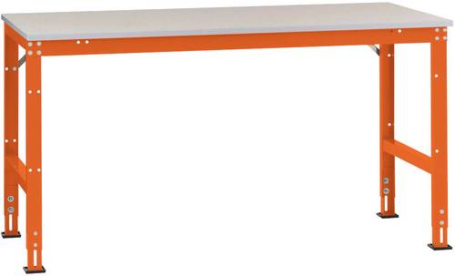 Manuflex AU4047.2001 Arbeits-Grundtisch UNIVERSAL Standard mit Kunststoffplatte, BxTxH = 1500x600x760-870mm Rotorange (RAL 2001)