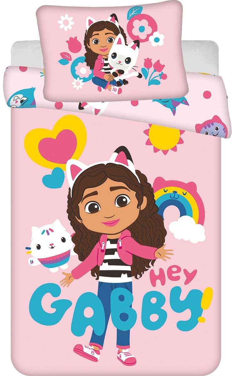 Gabby's Dollhouse dekbedovertrek Hey Gabby, 100 x 135 cm, Katoen