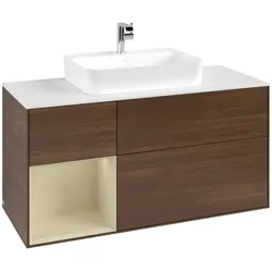 Villeroy & Boch Waschbeckenunterschrank Finion F41, Walnut Veneer, 1200x603x501 mm, mit Beleuchtung und SoftClosing