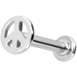 14 Karat Gold Labret mit Innengewinde PEACE-ZEICHEN