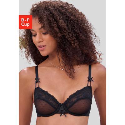 Bügel-BH NUANCE BY LASCANA "BH mit Bügel, Spitzen-BH, als Dessous-Set kombinierbar", Damen, Gr. 85, Cup C, schwarz, Spitze, Obermaterial: 67% Polyamid, 23% Polyester, 10% Elasthan, BHs Bügel-BH, sexy Dessous, sexy Unterwäsche, große Größen