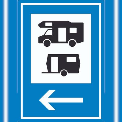 HB-Druck Wohnmobil- und Wohnwagenplatz links Aufkleber A9 (37x52mm)