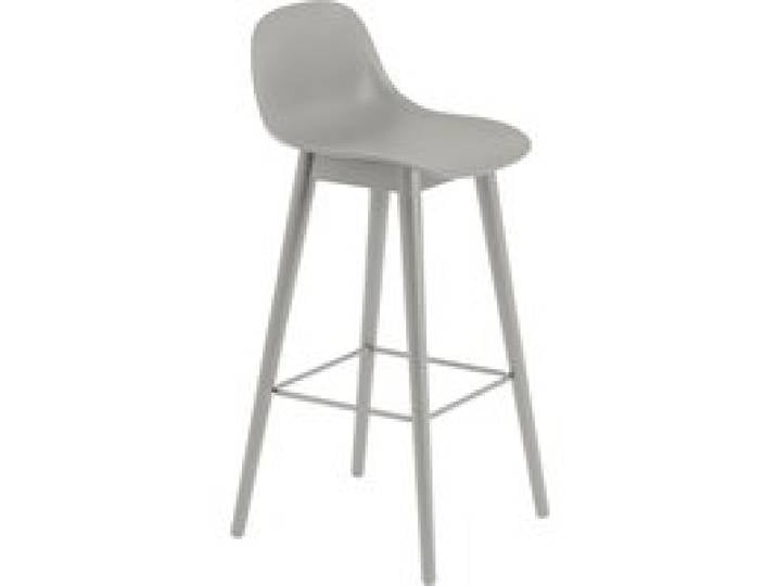 Muuto - Fiber Barhocker mit Rückenlehne Holzgestell
