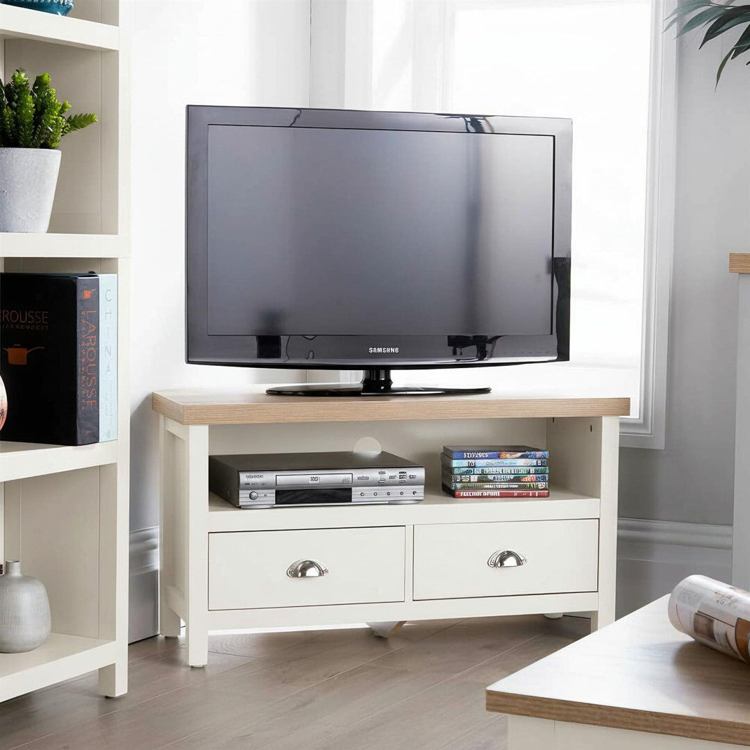 Marlow Home Co. Ashmoore 2 Drawer TV Stand for TVs up to 32" with 36mm Thick Top White 32"