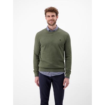 Strickpullover LERROS "Sportiver Strickpullover", Herren, Gr. 3XL, grün (nordic olive), 100% Baumwolle, Rundhals, Pullover Strickpullover, Grober Strickpullover in Two-Tone-Optik, sportlicher Stil