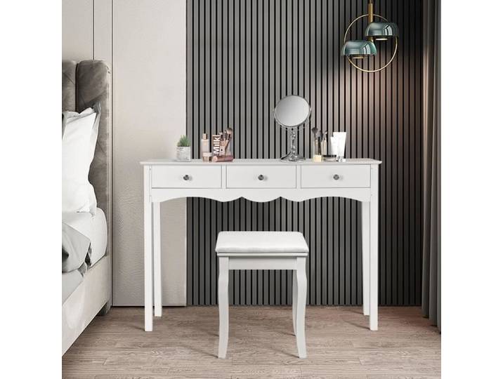 DREAMADE Table Console d'Entrée en MDF avec 3 Tiroirs Patins Antidérapants Meuble de Rangement pour Bureau Salon Entrée